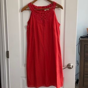 Bright red knee length dress